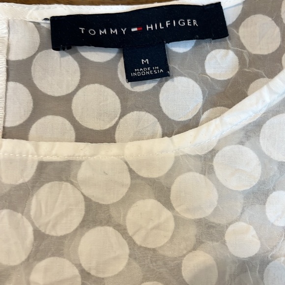 Size M Tommy Hilfiger Sheer Polka Dot Blouse - Picture 3 of 5